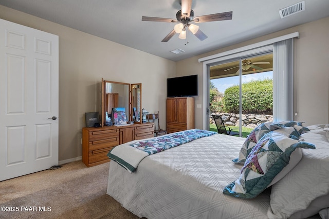 1222 Crown Ridge Dr, Prescott, AZ 86301 - carpeted bedroom featuring access to exterior and a ceiling fan