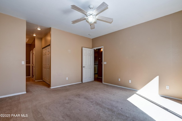 1005 N Rolling Green Rd, Dewey-Humboldt, AZ 86327 - unfurnished bedroom featuring carpet flooring, recessed lighting, and a ceiling fan