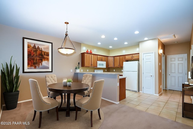 1005 N Rolling Green Rd, Dewey-Humboldt, AZ 86327 - dining space featuring light colored carpet, recessed lighting, and light tile patterned flooring