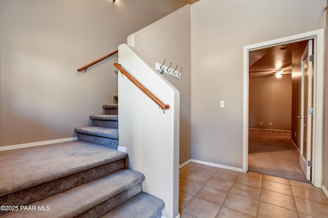 1005 N Rolling Green Rd, Dewey-Humboldt, AZ 86327 - staircase with carpet flooring and tile patterned flooring