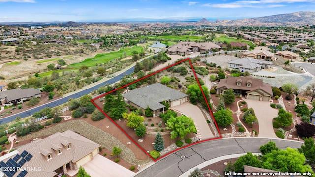 2117 Colter Bay Ct, Prescott, AZ 86301 - aerial perspective of suburban area featuring property boundaries highlighted and a mountain backdrop