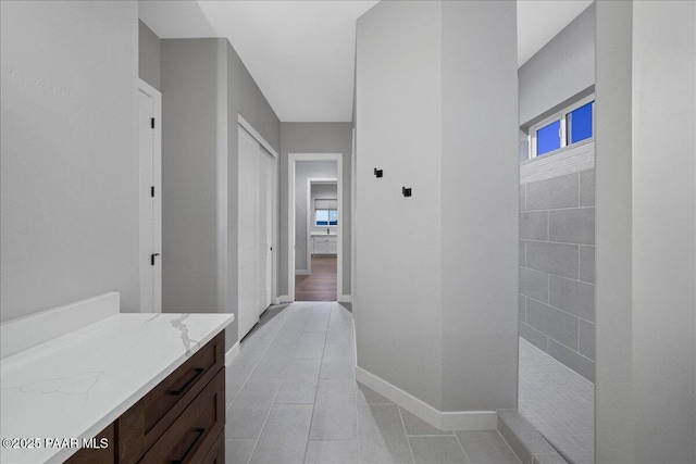 bathroom featuring vanity and tile patterned floors