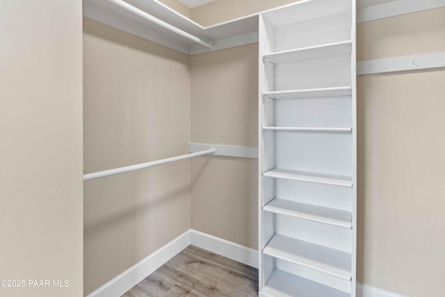 walk in closet featuring wood-type flooring