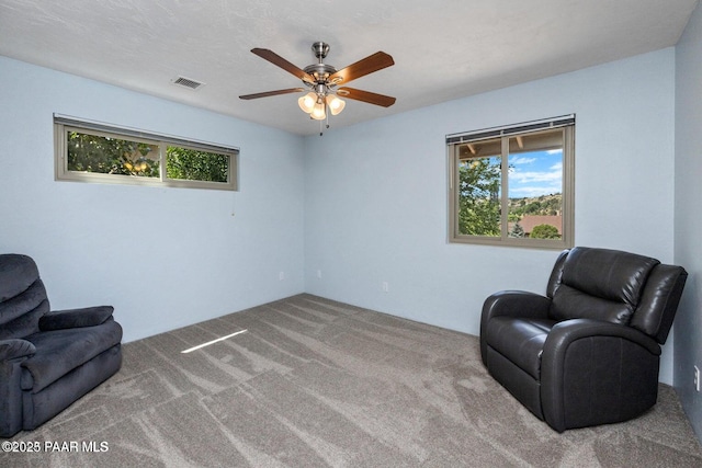 2770 Ridge Rd, Prescott, AZ 86301 - living area featuring plenty of natural light, carpet flooring, and ceiling fan