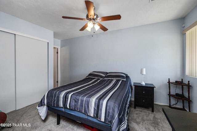 2770 Ridge Rd, Prescott, AZ 86301 - bedroom featuring carpet, a closet, and a ceiling fan