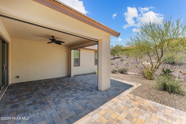 view of patio / terrace with ceiling fan