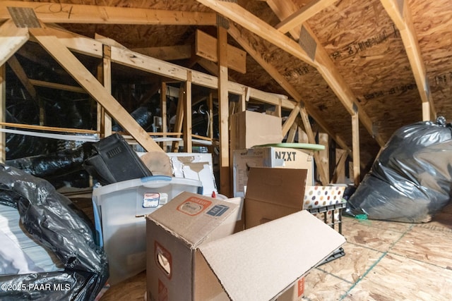 view of unfinished attic