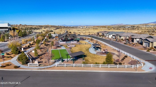 aerial view featuring a residential view and a mountain view