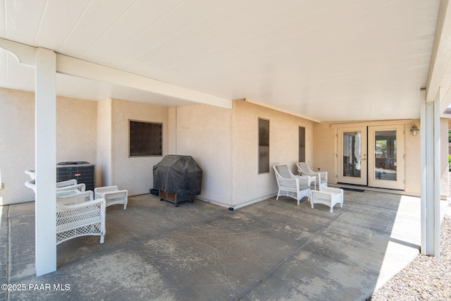 view of patio featuring area for grilling and french doors