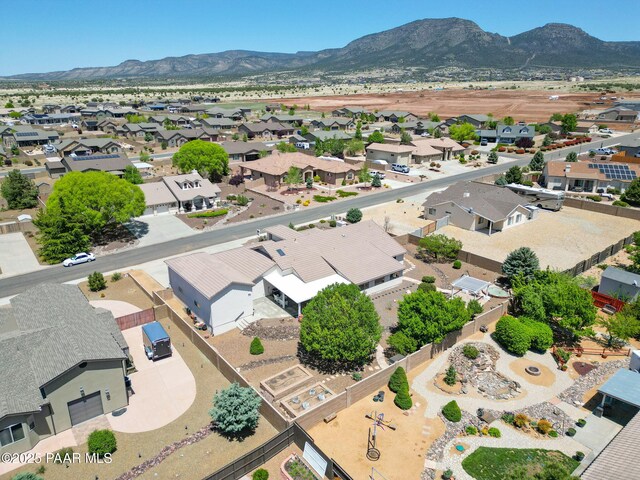 birds eye view of property featuring a residential view and a mountain view