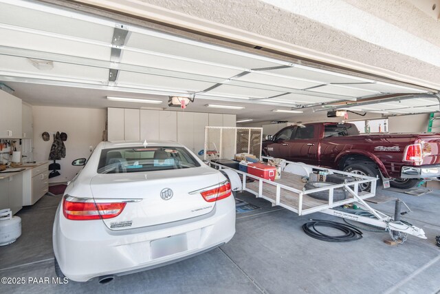 garage with a garage door opener