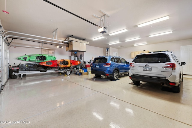 garage with a garage door opener