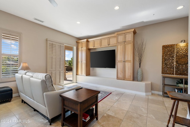 view of tiled living room