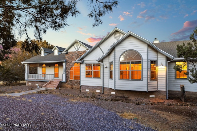 view of front of home with covered porch