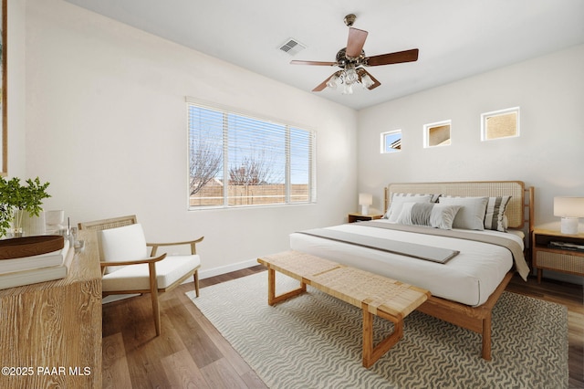 3824 N Wakefield Dr, Prescott Valley, AZ 86314 - bedroom with wood finished floors, baseboards, and a ceiling fan