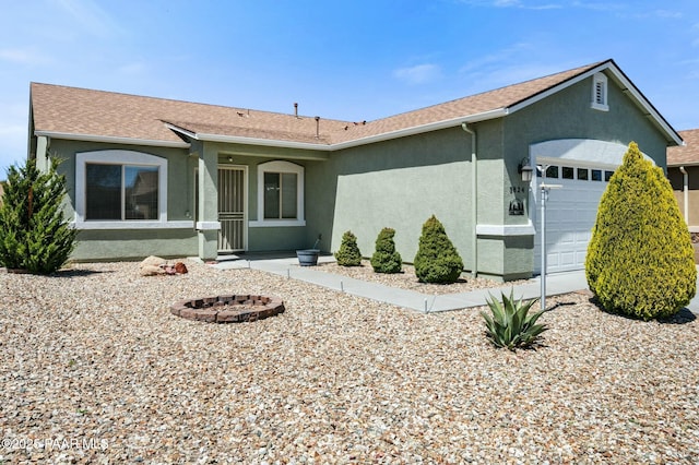 3824 N Wakefield Dr, Prescott Valley, AZ 86314 - single story home featuring stucco siding, a garage, and roof with shingles