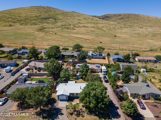 bird's eye view with a mountain view and a residential view