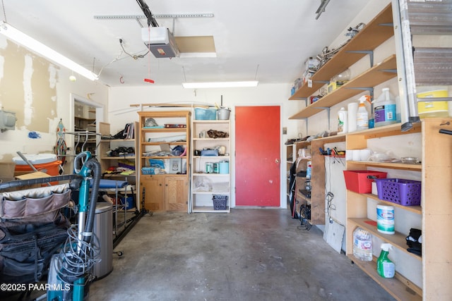 garage with a garage door opener