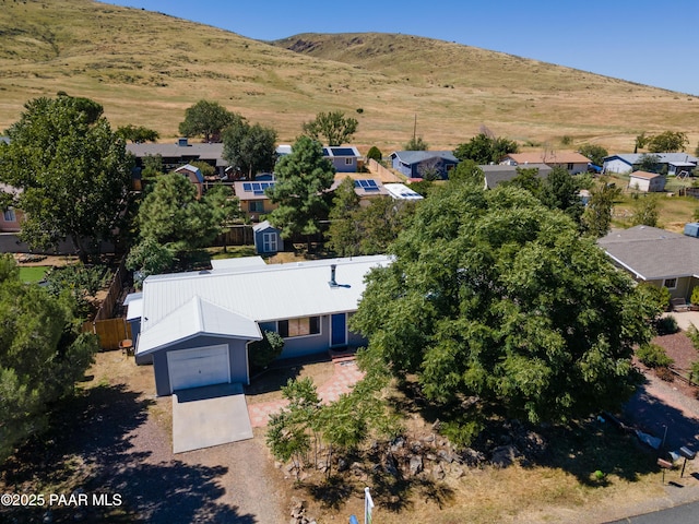 aerial view with a residential view and a mountain view