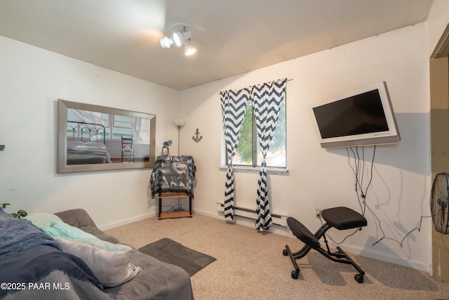 interior space featuring a healthy amount of sunlight, baseboards, and carpet floors