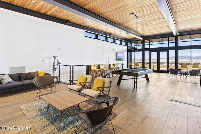 playroom featuring hardwood / wood-style floors, plenty of natural light, and pool table