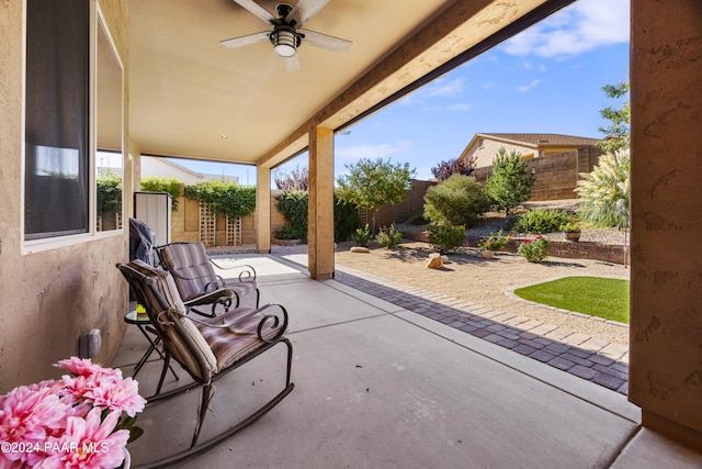 view of patio with ceiling fan