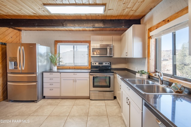 kitchen featuring white cabinetry, a healthy amount of sunlight, and appliances with stainless steel finishes