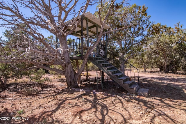 view of yard featuring stairway