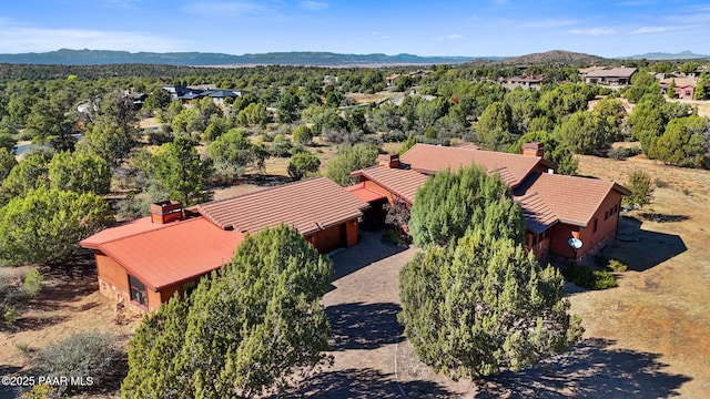 drone / aerial view with a mountain view