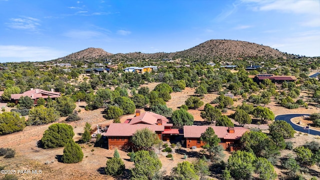 birds eye view of property with a mountain view