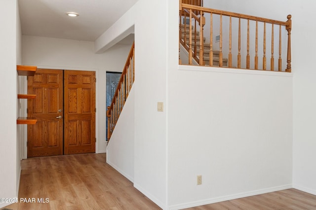 1893 Forest Vw, Prescott, AZ 86305 - corridor featuring stairway, wood finished floors, and baseboards
