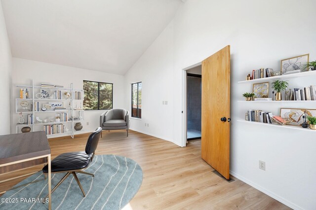 1893 Forest Vw, Prescott, AZ 86305 - office featuring light wood-style floors, high vaulted ceiling, and baseboards