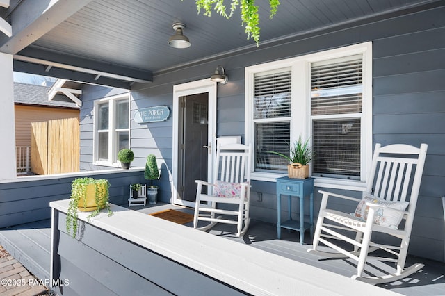 wooden terrace with covered porch