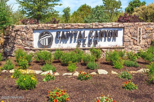 view of community sign