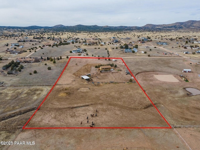 1245 N Windmill Way, Chino Valley, AZ 86323 - view of rural area featuring a desert landscape, a mountainous background, and property parcel outlined