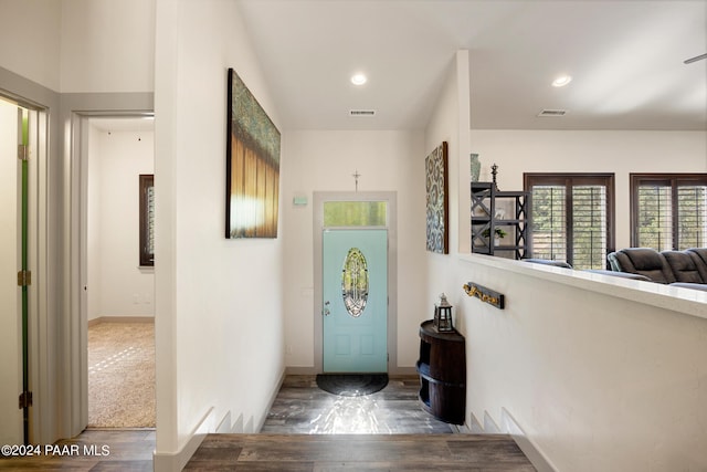 foyer entrance featuring hardwood / wood-style floors