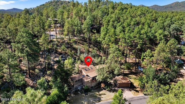 birds eye view of property with a mountain view