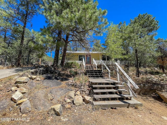 532 Canyon Springs Rd, Prescott, AZ 86303 - rear view of house featuring stairs and covered porch