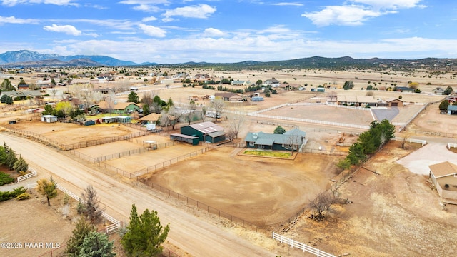 drone / aerial view featuring a mountain view and a residential view