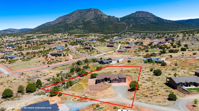 aerial view with a mountain view