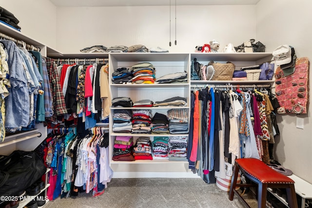 walk in closet featuring carpet