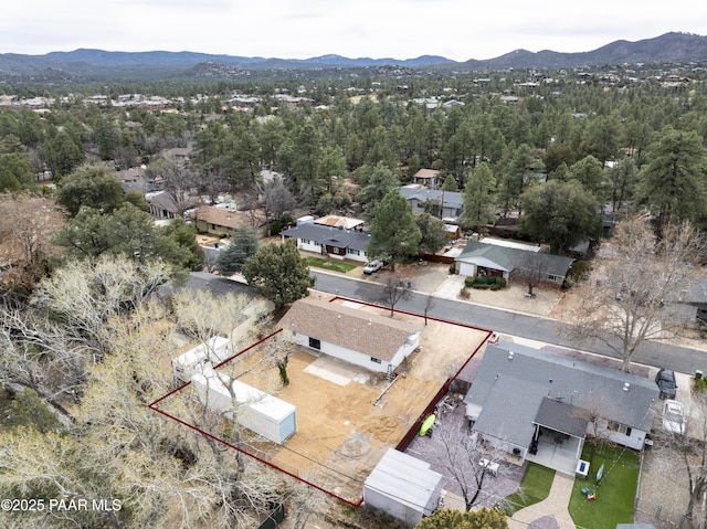 drone / aerial view with a mountain view