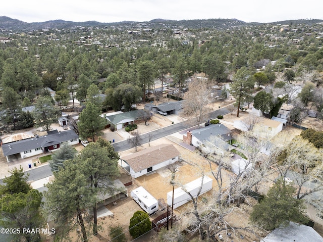 aerial view with a mountain view