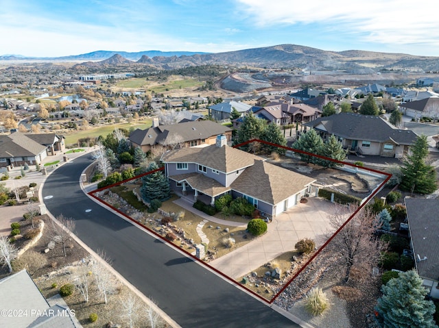 aerial view with a mountain view