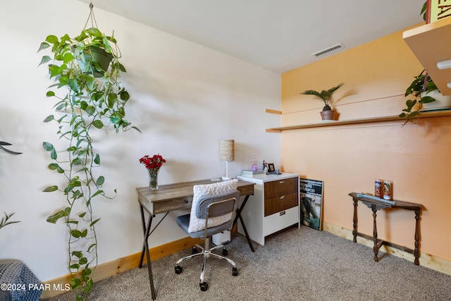 home office featuring light carpet