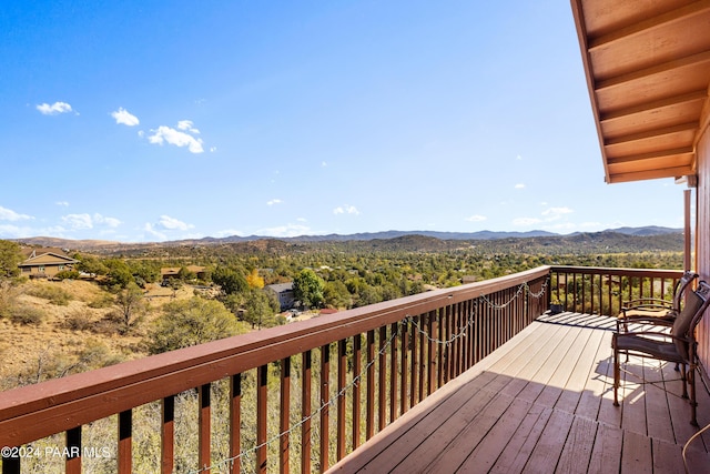 deck featuring a mountain view