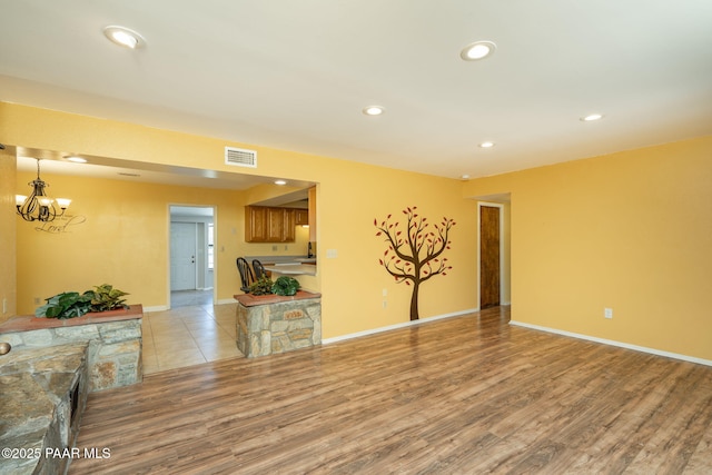 3045 Hozoni Rd, Prescott, AZ 86305 - living area with light wood-type flooring, a chandelier, recessed lighting, and baseboards