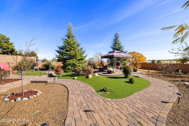 view of yard with a gazebo