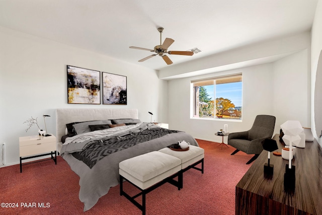 bedroom with carpet floors and ceiling fan