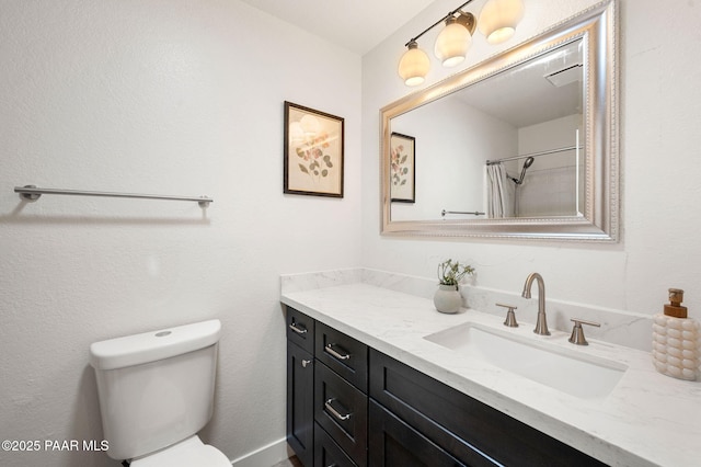 679 Tawa Ct, Prescott, AZ 86301 - bathroom with vanity, toilet, and a shower with shower curtain